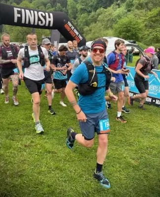 Man finishing trail marathon