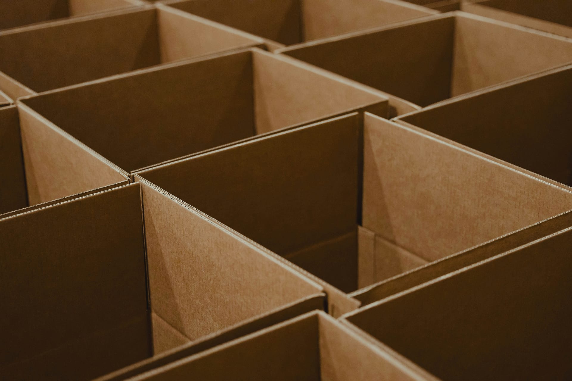 Open cardboard boxes